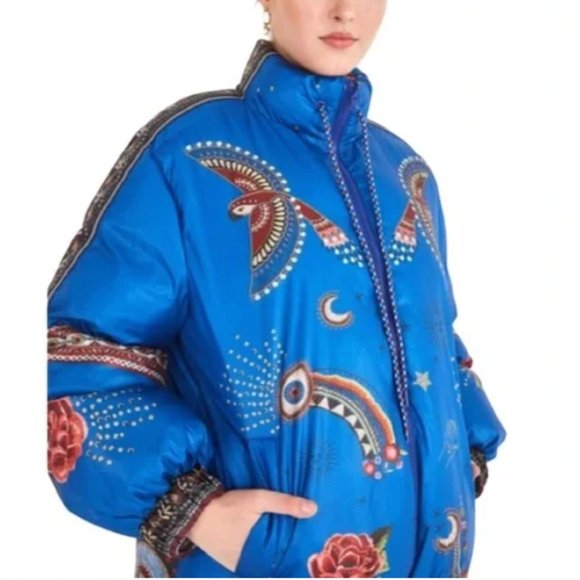 FARM Rio Jackets & Blazers - FARM Rio Reversible Mystic Puffer Face Blue Multi